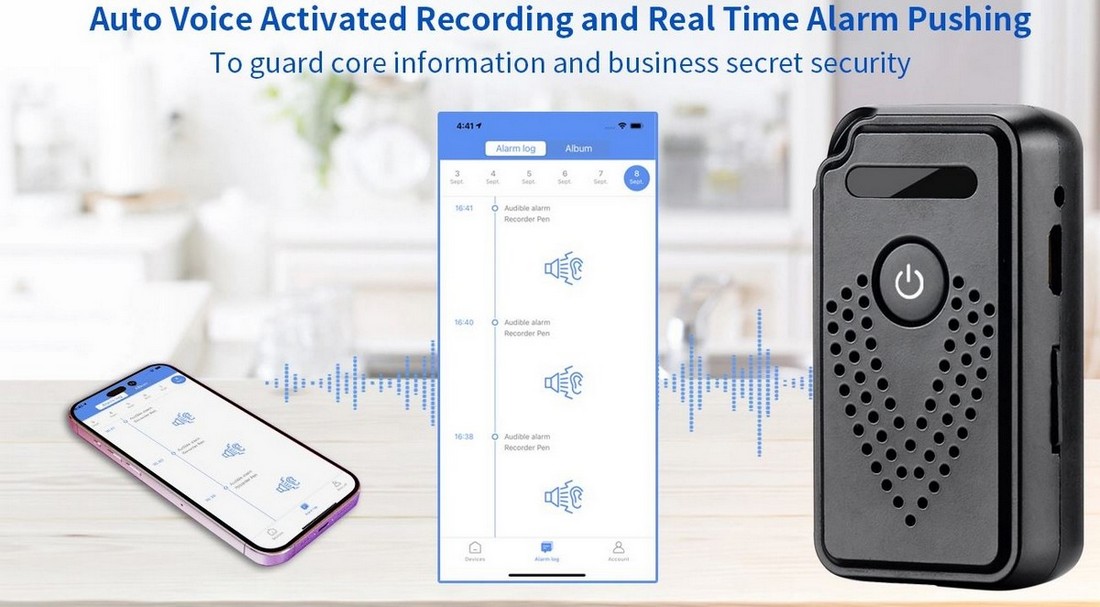 Registratore vocale audio WIFI APP controllato tramite il tuo telefono cellulare