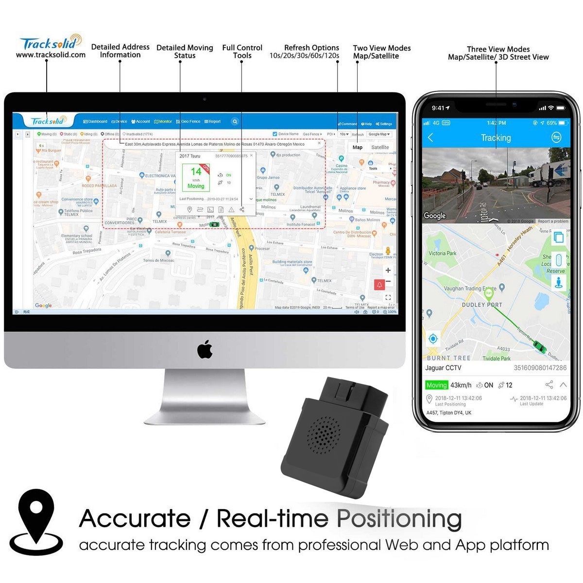 tracksolid per applicazione di tracciamento localizzatore gps obd per auto